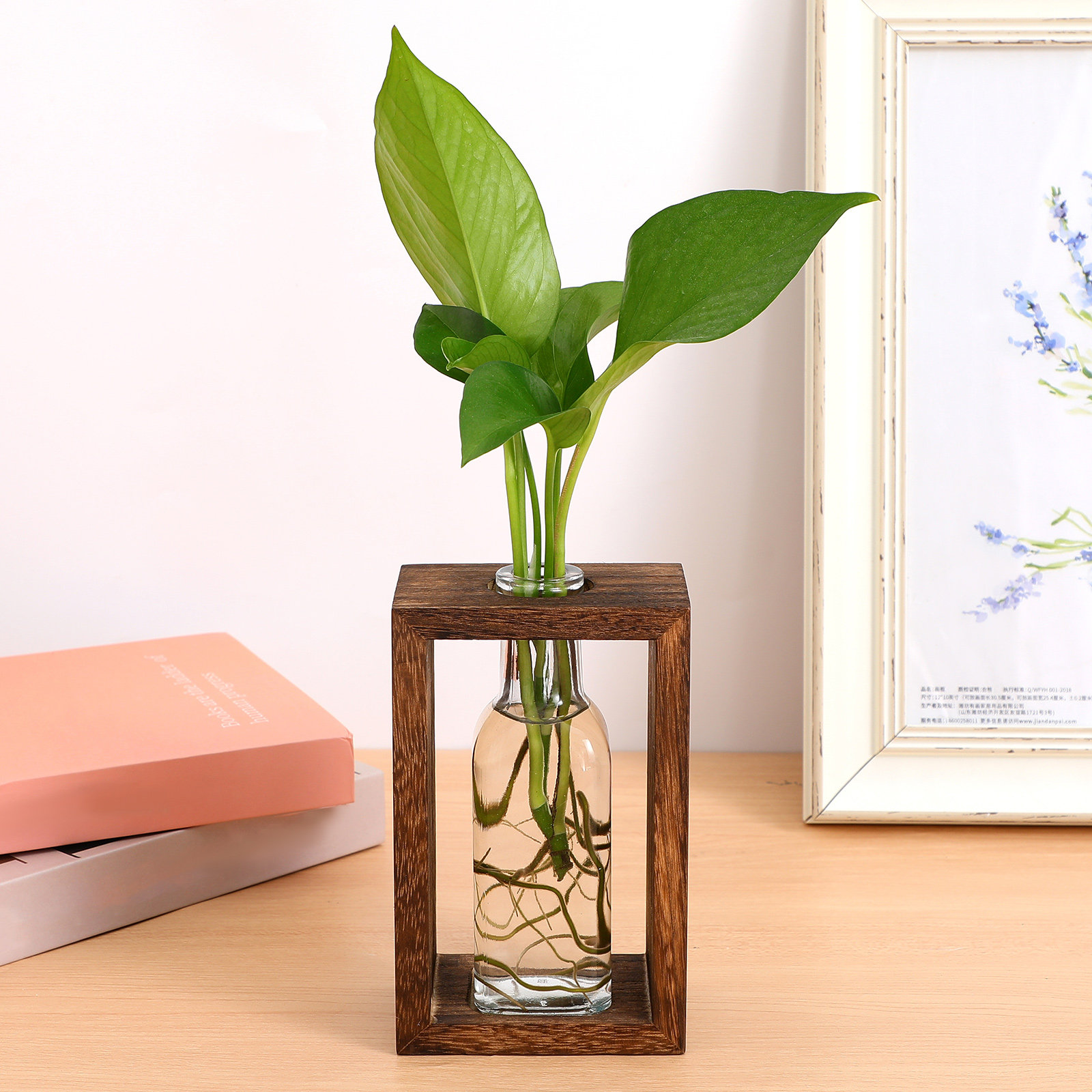 Propagation Station Vase - 1Set Houten Hydroponisch Plantenvermeerderingsstation Glazen Plantenbak